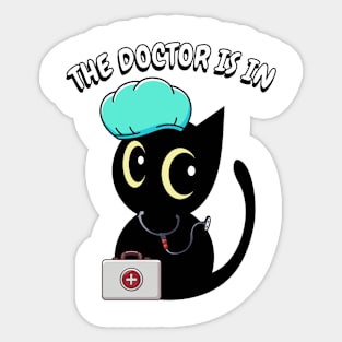 Cute black cat is a doctor Sticker